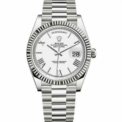 Luxury Watch Oyster Perpetual Day-Date Silver With Silver Dial