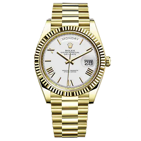 Luxury Watch Oyster Perpetual Day-Date Gold With White Dial