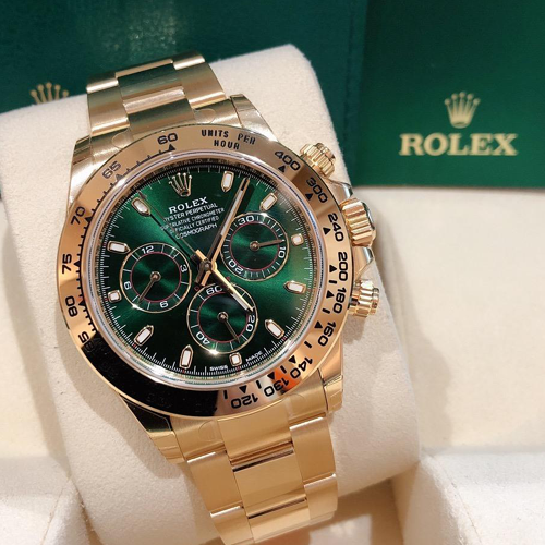 Luxury Watch Daytona Oyster, 40 Mm, Full Gold With Green Dial