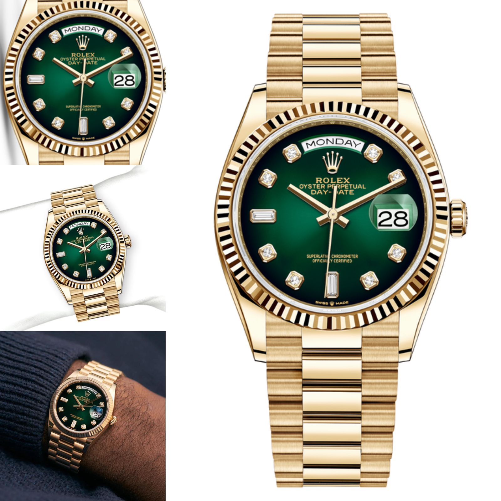 Luxury Watch Yellow Gold Green Dial 212